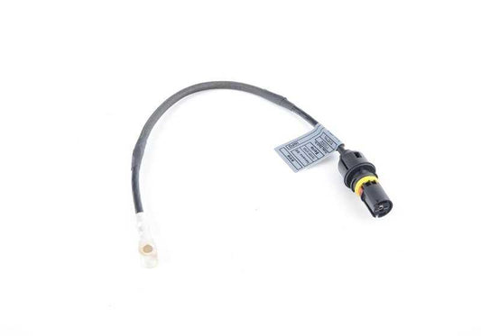 Positive battery cable OEM 12421733932 for BMW E38 750i and 750il {GG01, GG02, GG21, GG22, GJ01, GJ02, GJ03, GK21, GK22, GK23}. Length: 425 mm. Original BMW.
