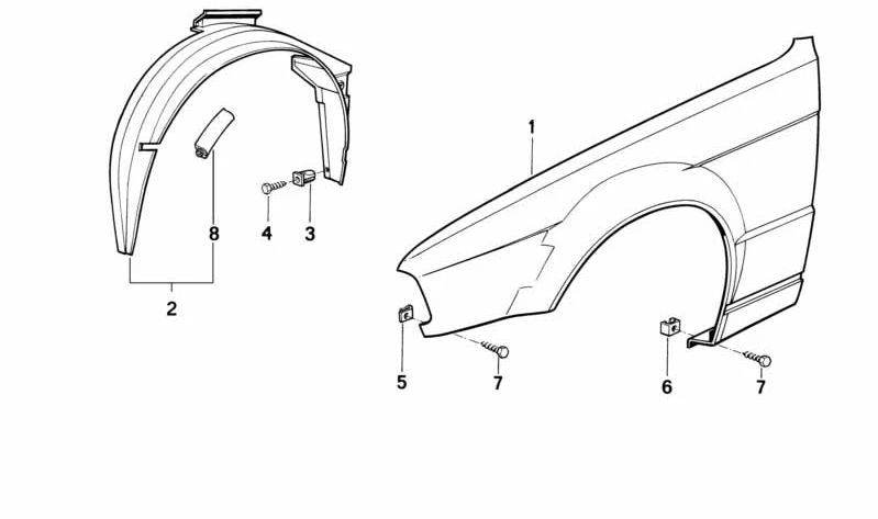 Cubierta derecha OEM 51711944364 para BMW E34. Original BMW.