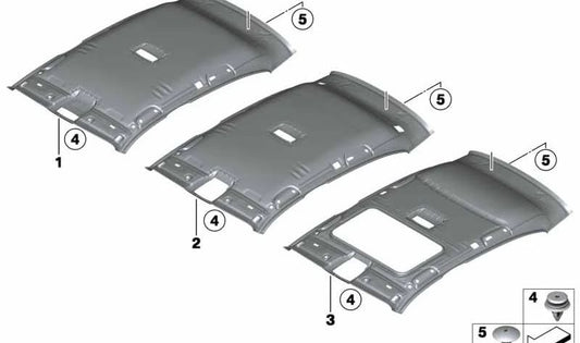 Tapizado interior techo con techo solar OEM 51448054897 para BMW F20 {114d, 114i, 116d, 116i, 118d, 118i, 120d, 125d, 125i}. Color antracita. Original BMW.