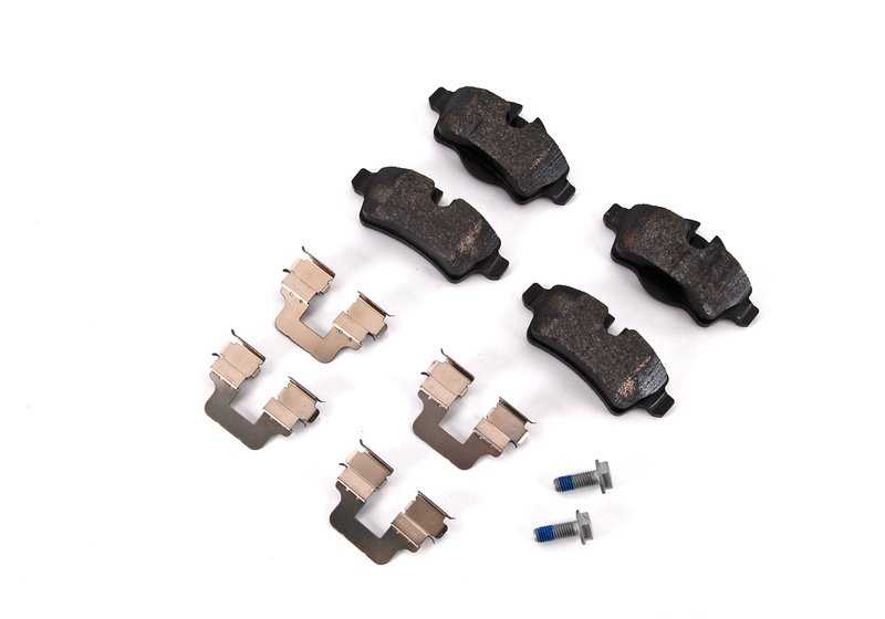 Juego de pastillas de freno traseras sin amianto OEM 34216778327 para MINI R55, R56, R57, R58, R59. Compatible con modelos Cooper con cambio manual y automático. Original MINI.