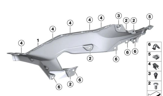 Cubierta del depósito izquierda abajo OEM 46638403901 para motos BMW F 900 XR, F 900 XR A2. Original BMW Motorrad.