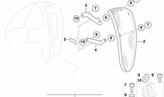 Remache tuerca de cabeza plana OEM 46632347012 para BMW Motorrad R 1200 RT, F 700 GS, K 1300 S... y más. Original BMW Motorrad.