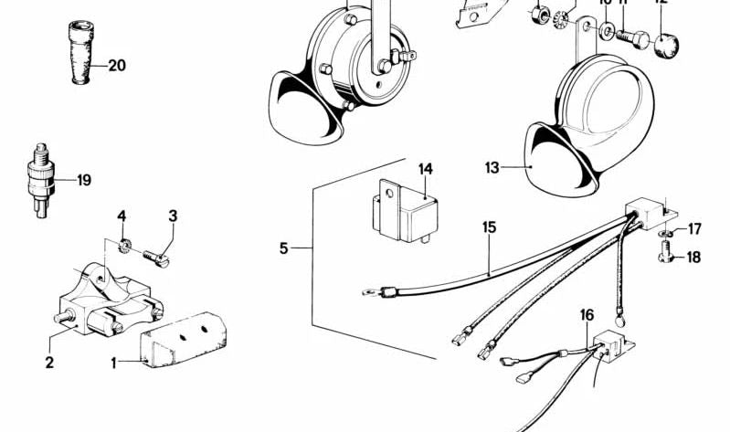 Interruttore della luce del freno OEM 61311353684 per BMW E12, E21, E23, E24, E28, E30. BMW originale.