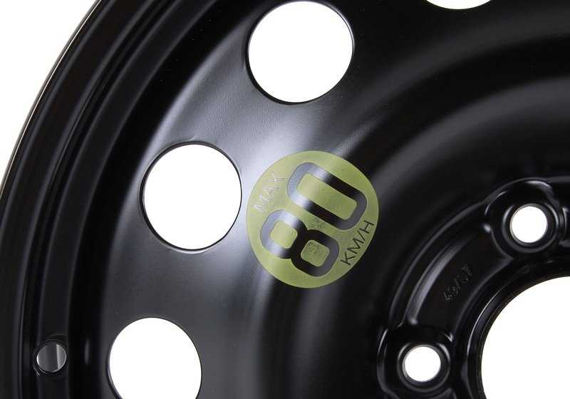 Rueda de repuesto de emergencia (Notrad) de acero OEM 36116758778 para BMW E60, E61, E83. Apta como rueda temporal. Original BMW y MINI.