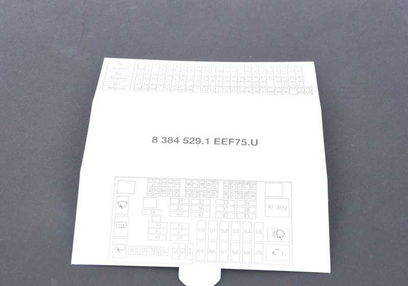 Tarjeta de asignación de fusibles OEM 61148384529 para BMW E87, E90, E91, E92, E93. Original BMW