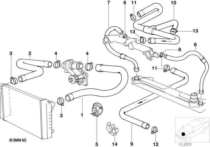Manguera de Agua para BMW Serie 5 E34, Serie 7 E32 (OEM 11531741406). Original BMW.