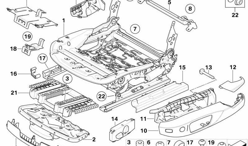 Mecanismo eléctrico asiento derecho OEM 52109133420 para BMW E88. Original BMW.