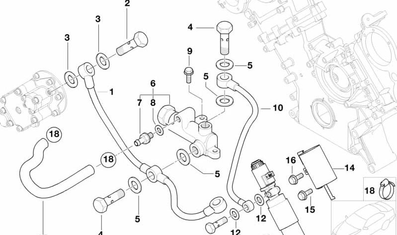 Conector roscado (Schraubstutzen) OEM 11367830148 para BMW E39 y E52. Pieza original BMW.