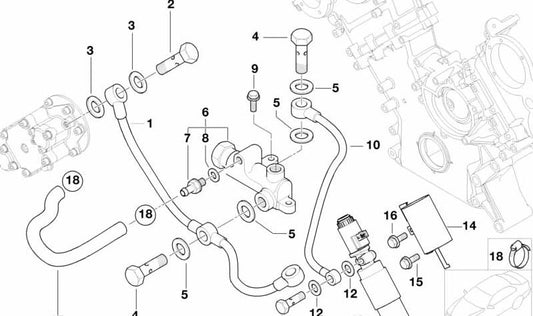 Conector roscado (Schraubstutzen) OEM 11367830148 para BMW E39 y E52. Pieza original BMW.