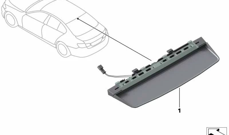 Luz de freno tercera (tercer piloto) OEM 63257230801 para BMW F10, F10N, F18, F18N. Original BMW.