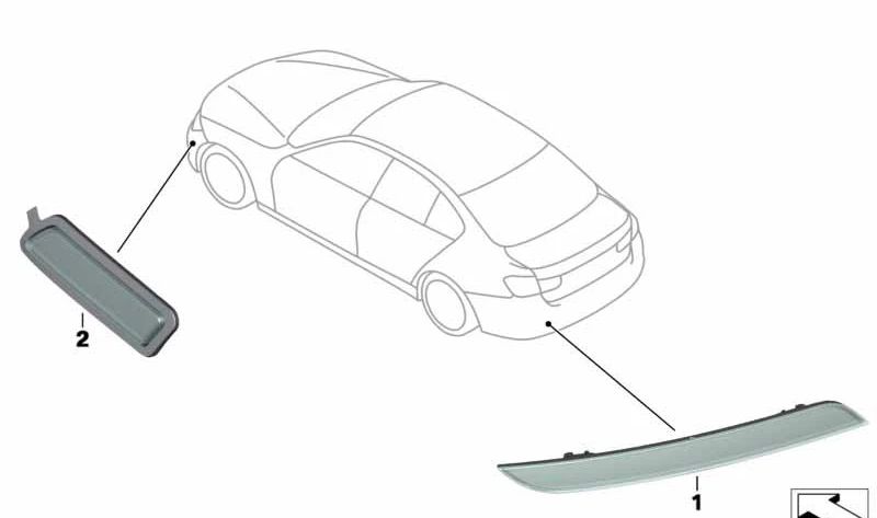 Catadióptrico trasero izquierdo OEM 63147400207 para BMW F30, F30N, F31, F31N. Original BMW.