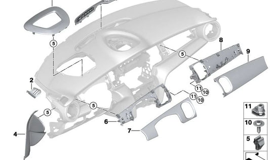 Perfil decorativo iluminado lado acompañante OEM 51459893531 para MINI F55, F56, F57... y más. Original MINI.