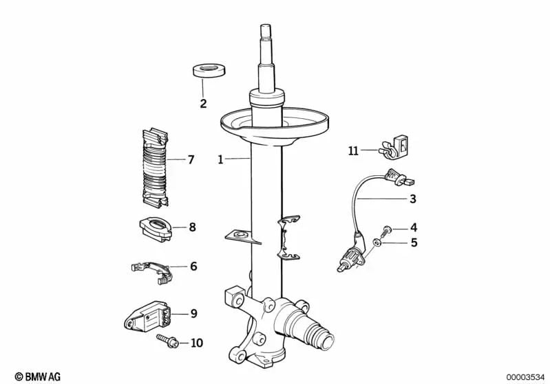 Amortiguador delantero derecho para BMW E31 Serie 8 (OEM 31312227256). Original BMW