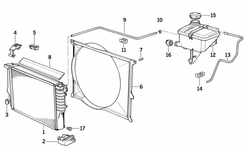 Prise en charge des ventilateurs avec OEM Gates 1711244743 pour BMW E36 325TDS {E36}. BMW d'origine.