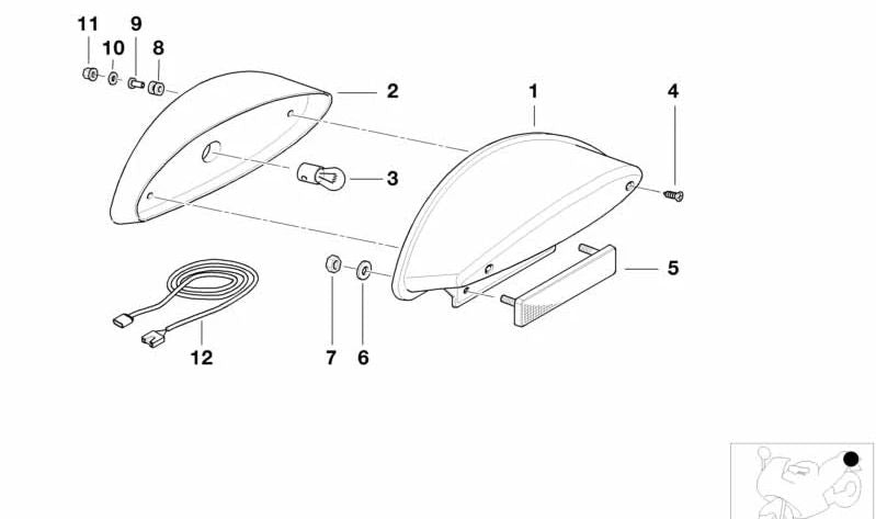 Cristal de dispersión trasero OEM 63217650005 para motos BMW F650GS, F650GS Dakar. Original BMW Motorrad.