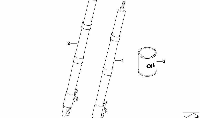 Forek da frente esquerdo OEM 31427707623 para BMW Motorrad R 1200 Gs (RK25) e R 1200 GS Adventure. Modelos compatíveis: 0303, 0450, 0470. Original BMW Motorrad.