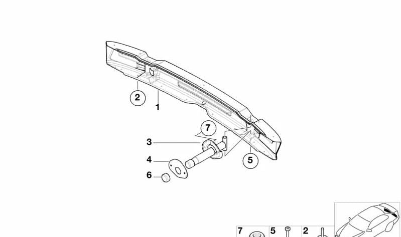 Heck -Stoßfänger -Unterstützung OEM 51127894842 für BMW E46 {316i, 318d} (Modelle mit N42, N46, M47 von 2002 bis 2005). Originaler BMW Ersatz.