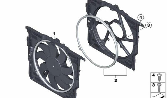 Carcasa ventilador (Lüfterzarge) OEM 17422283924 para BMW F10, F06, F12, F13. Original BMW.