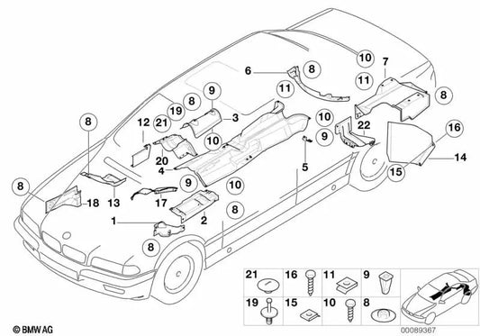 Support de plaque anti-thermique droite OEM 51488164790 pour BMW Série 7 E38 (725tds, 728i) et plus. Véritable BMW.