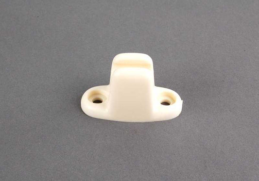 Soporte de visera solar color marfil OEM 51161870863 para BMW E21 y E12. Compatible con varias versiones de visera. Repuesto original BMW.