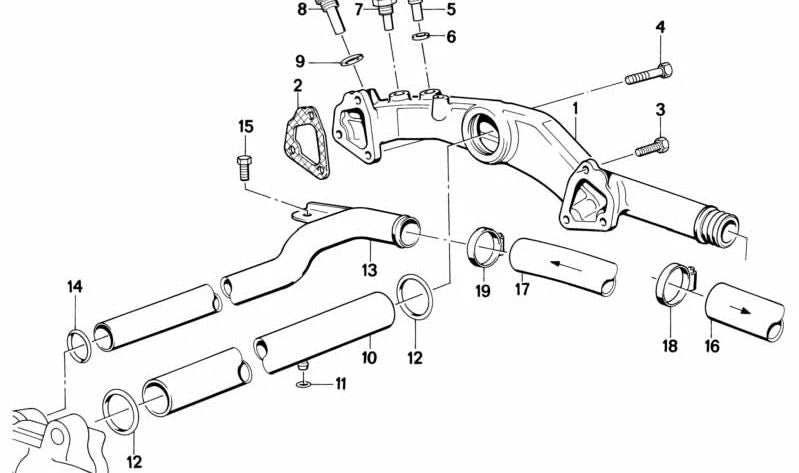 Manguera conducto refrigerante OEM 64211388930 para BMW E32 750i, 750iL y 750iLS. Componente del sistema de refrigeración. Original BMW.