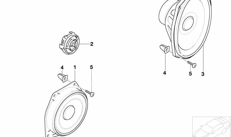 Altavoz de agudos Harman Kardon OEM 65139142510 para MINI R50, R52, R53. Original MINI.
