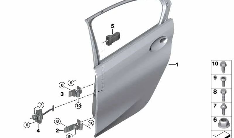 OEM rear door stop 51227432206 for BMW G20, G21, G80, G81. Compatible with 316D versions, 318D. Original BMW.