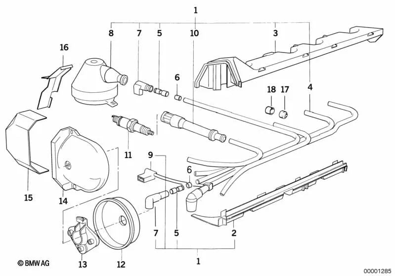 Tubo de guia inferior para BMW 3 E30 Series, E36 Series 5 E34 (OEM 12121727688). BMW original