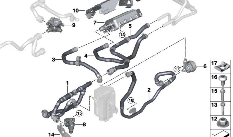 Manguera de refrigerante de avance OEM 64219475683 para BMW G26. Original BMW.