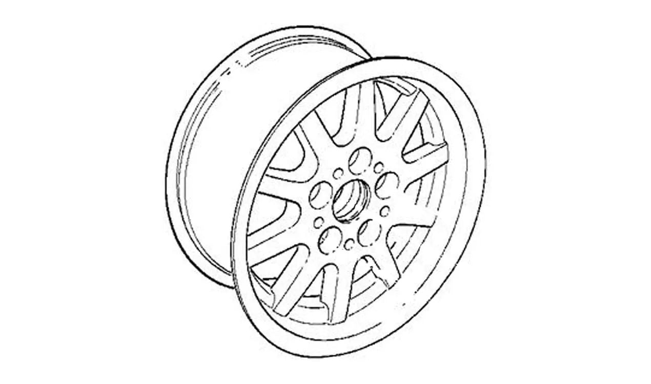 Alloy Tire 10 Radios Style 14 pour BMW E34, E32 (OEM 361111876). BMW d'origine