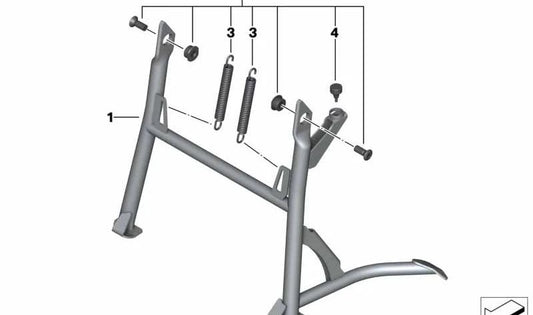Set of attached parts for swing stand OEM 71607706738 for BMW F 650 GS, F 800 GS motorcycles. Original BMW Motorrad.