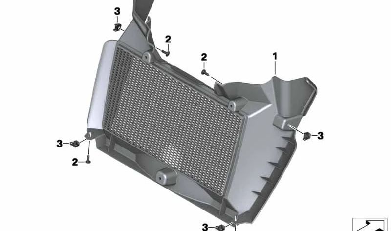 Moldura radiador derecha OEM 46638530525 para motos BMW F 800 GS Adventure (K75) 2012-2017. Original BMW Motorrad.