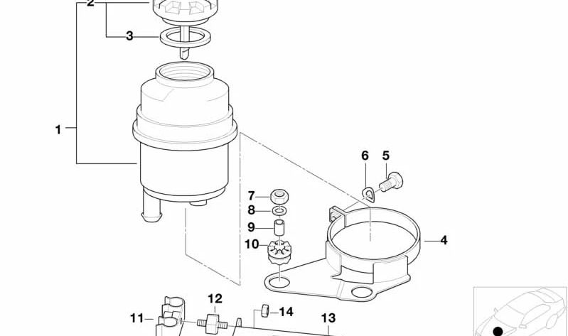 Soporte del depósito de aceite OEM 32411093238 para BMW E36. Pieza original BMW.