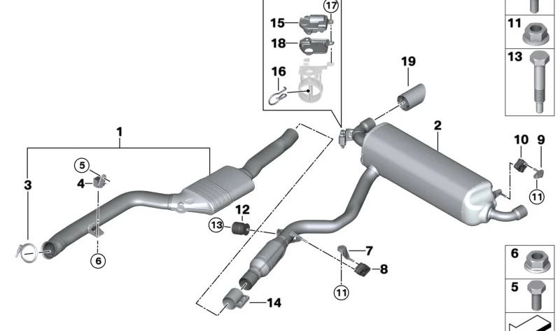 Silenciador trasero con válvula de escape OEM 18309894280 para BMW G42 (Serie 2 Coupé). Original BMW.