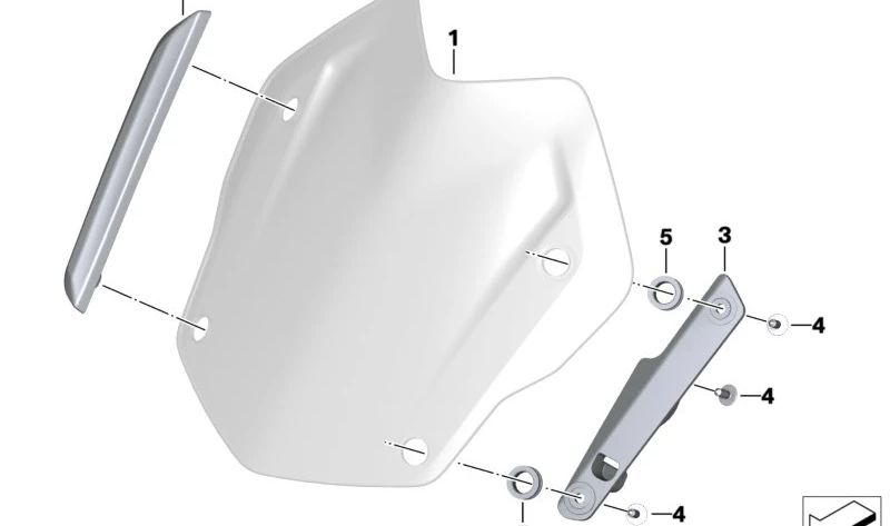 Izquierdo OEM Windshield Support 46638556015 Para motocicletas BMW R 1200 GS, R 1250 Gs, R 1200 GS Adventure, R 1250 GS Adventure. BMW Motorrad original.