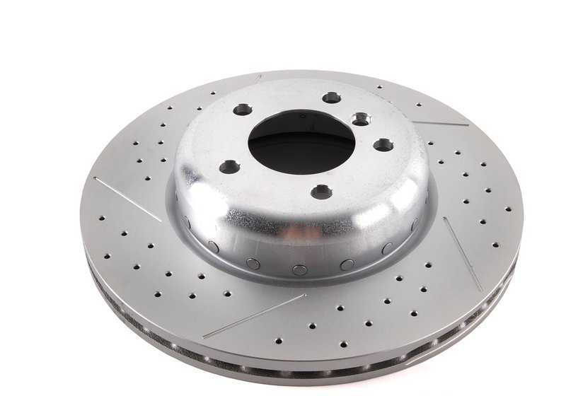 Sportbremskit 34110444738 für BMW E81, E87, E87N, E90, E90N, E91N, E92, E92N, E93, E93N. Enthält Pinzetten, belüftete Scheiben und vordere Pillen. Original BMW.