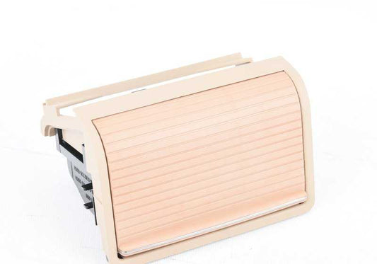 Cenicero trasero OEM 51168258282 para BMW E46. Color beige claro con cromo. Original BMW.