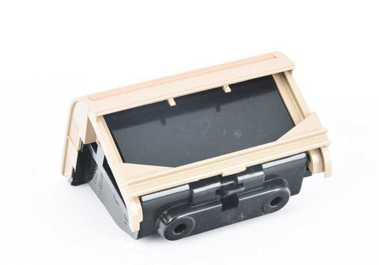 Cenicero trasero OEM 51168258282 para BMW E46. Color beige claro con cromo. Original BMW.