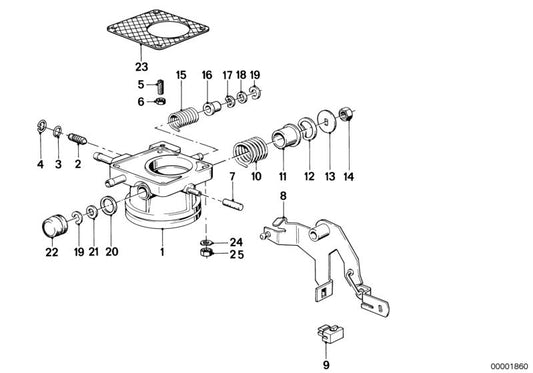 Cuerpo de mariposa OEM 13541270422 para BMW E21, E12, E28. Recambio original BMW.