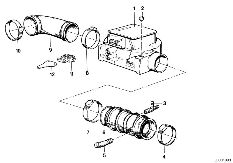 Caudalímetro / Medidor de aire OEM 13621272101 para BMW E28, E24 y E23. Compatible con modelos como 525i, 528i, 628CSi, 735i, entre otros. Pieza original BMW.