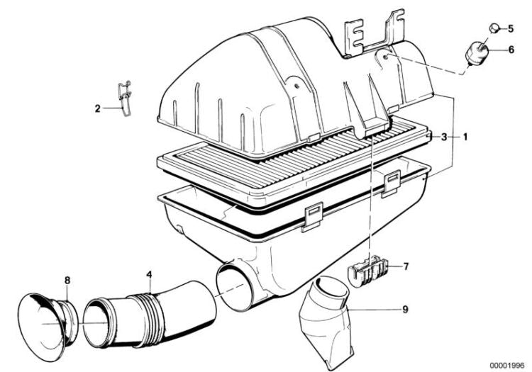 Silenciador de admisión OEM 13711726966 para BMW E30, E28, Z1. Original BMW.