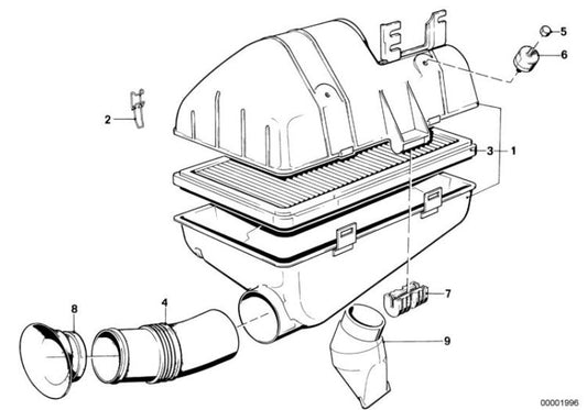 Silenciador de admisión OEM 13711726966 para BMW E30, E28, Z1. Original BMW.