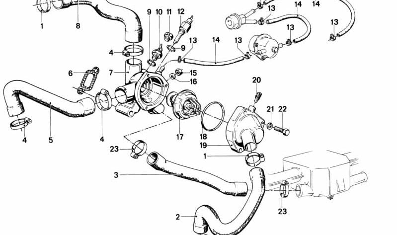 Manguera del radiador OEM 11531265486 para BMW E21, E12. Original BMW.