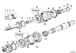 Árbol primario OEM 23211228054 para BMW E28, E34, E24, E23, E32. Original BMW.