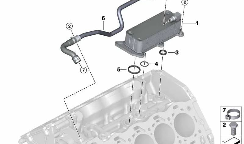 Intercambiador de calor OEM 11427648914 para BMW G30, G11, G12, G14, G15, G16, G05, G06, G07. Compatible con versiones M550i xDrive y ALPINA B5. Original BMW.
