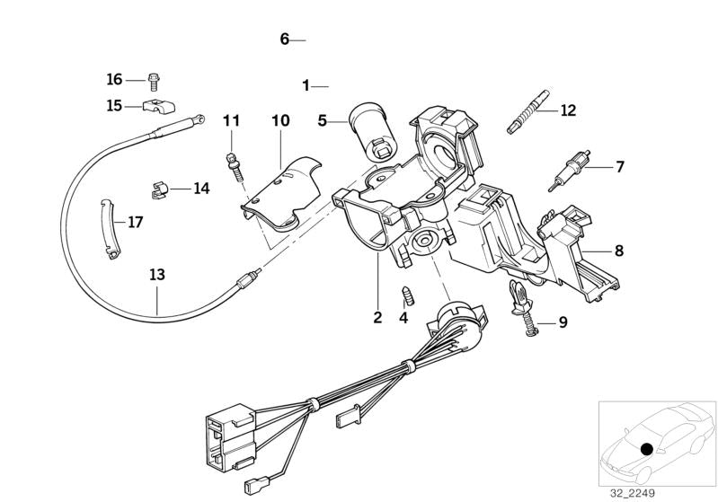 OEM Igning Switch 61328357070 für BMW E36. Original BMW.