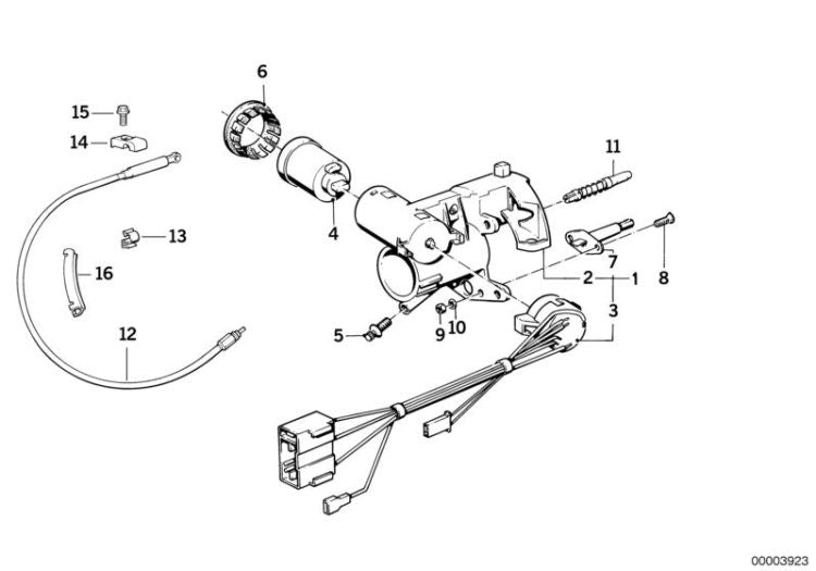 Ignition switch for BMW E34, E32 (OEM 61321379052). Genuine BMW.