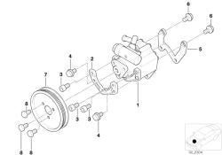Soporte de bomba de aletas trasero OEM 32422246153 para BMW Serie 3 E36, Serie 5 E39. Original BMW.