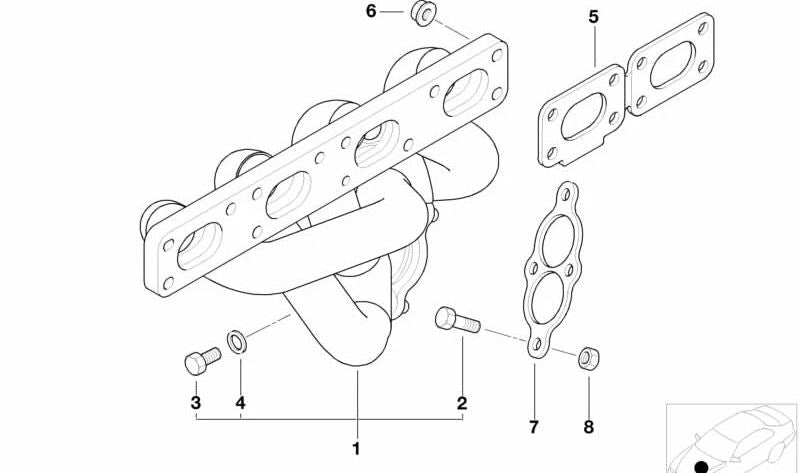 Junta de colector de escape sin amianto OEM 11621435366 para BMW E36, Z3. Original BMW.