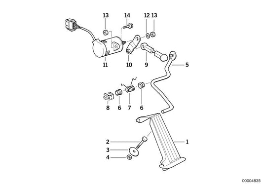 Palanca sensor pedal acelerador OEM 35411162419 para BMW E36 y Z3. Original BMW.